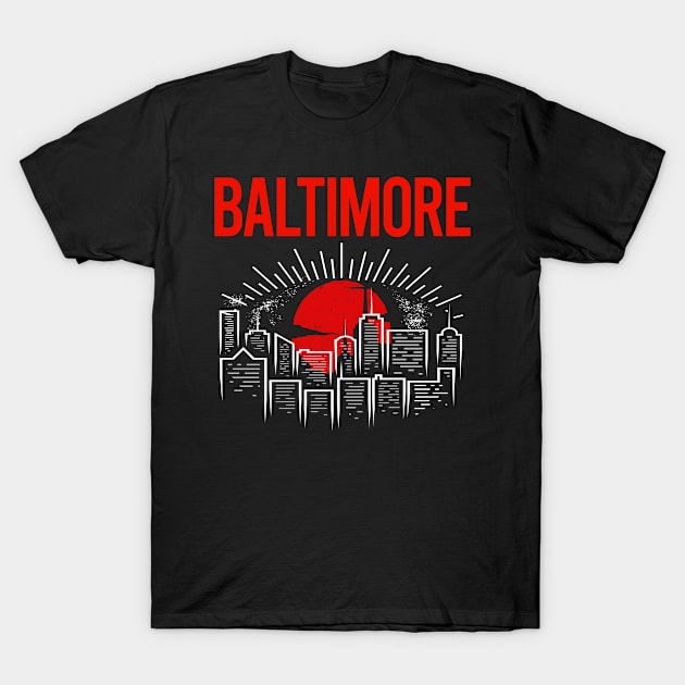 Red Moon Baltimore T-Shirt by Hanh Tay